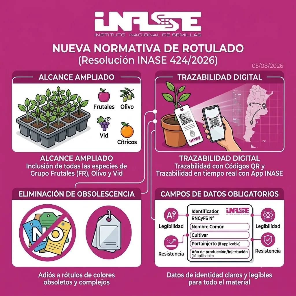 El INASE actualizó el rotulado de plantas de vivero y suma códigos QR